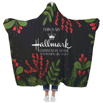 Hallmark Movie Watching Hooded Blanket - Holly Berries