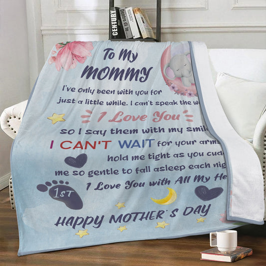 Happy 1st Mother's Day Dual-sided Stitched Fleece Blanket
