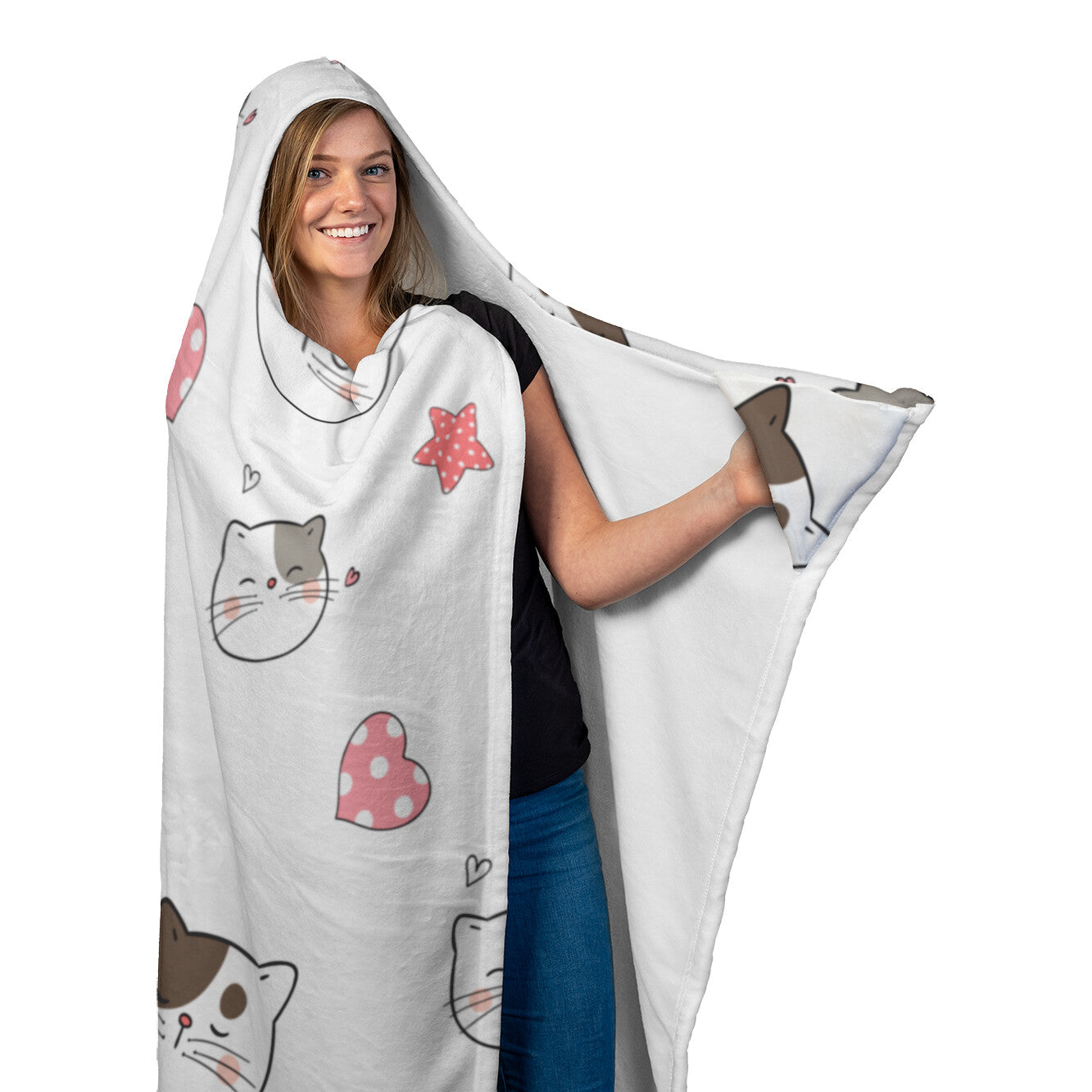 Happy Kitty Hooded Blanket