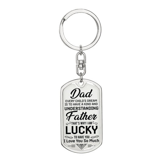 Special Dad Dog Tag Keychain - Silver or Gold - Engraving option