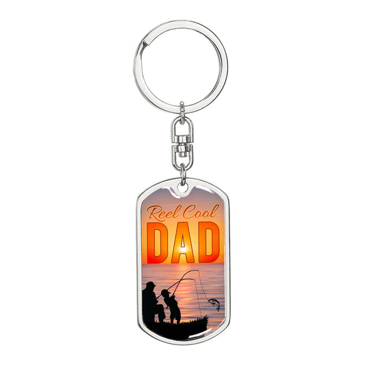 Reel Cool Dad - Fishing Buddies Dog Tag Style Keychain
