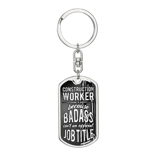Construction Worker Dog Tag Style Keychain - Perfect gift for the Construction Worker