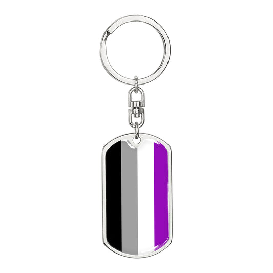 Asexual Pride Flag Keychain - Gold or Silver - Engraving Option