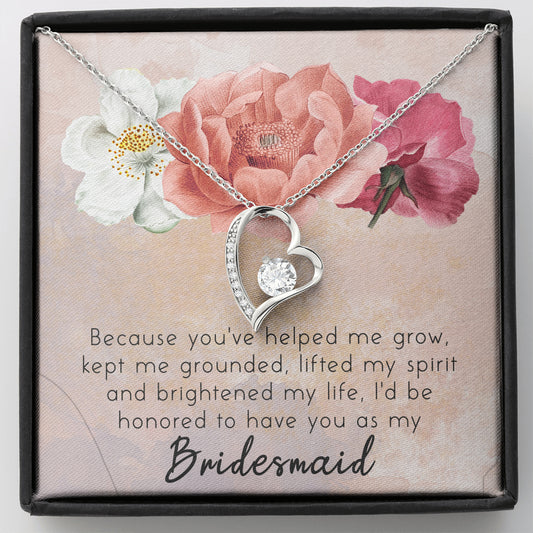I'd Be Honored To Have You As My Bridesmaid Open Heart Necklace
