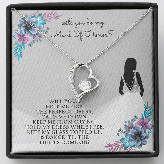 Will You Be My Maid of Honor Open Heart Necklace