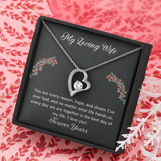 My Loving Wife Forever Yours Beautiful Open Heart Necklace
