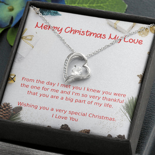 Merry Christmas My Love Open Heart Necklace - Gift for Her