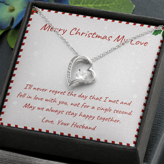 Merry Christmas My Love Beautiful Open Heart Necklace Gift for Wife from Husband