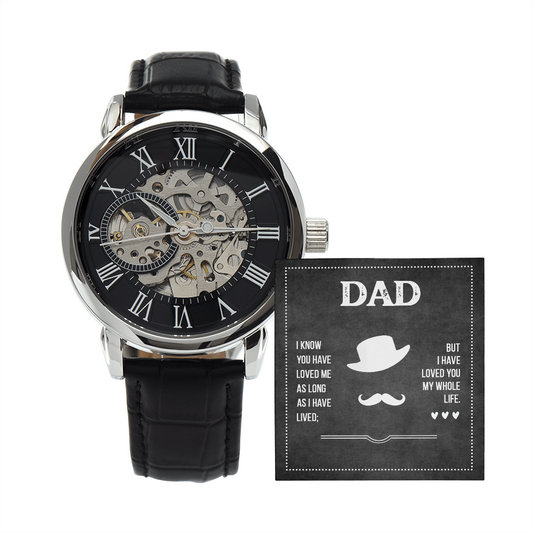 Men's Openwork Watch in Mahogany Luxury Box - Gift for Dad