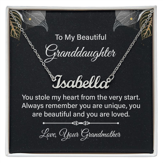 To My Beautiful Granddaughter - Personalized Name Necklace