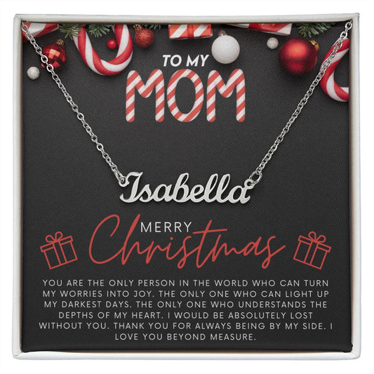 To My Mom Merry Christmas - Personalized Name Necklace