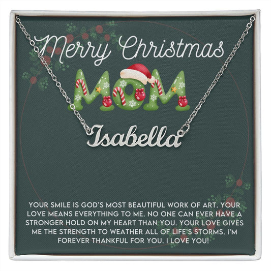 Merry Christmas Mom - Personalized Name Necklace