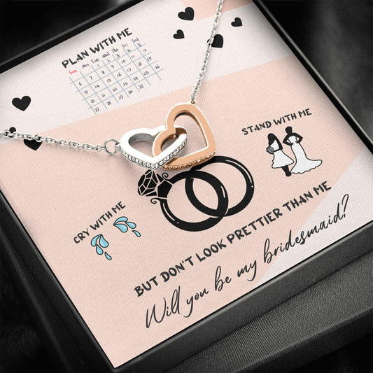 Will You Be My Bridesmaid Interlocking Hearts Necklace