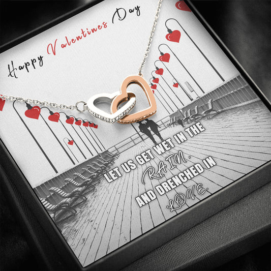 Happy Valentine's Day Two Hearts Necklace - Gift for Her