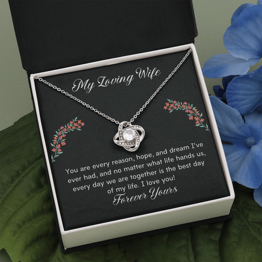 My Loving Wife Forever Yours Beautiful Love Knot Necklace