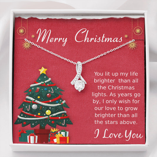 Merry Christmas to My Bright Light Beautiful Ribbon Necklace