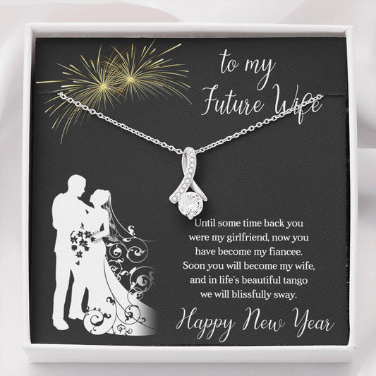 Happy New Year To My Future Wife Beautiful Silver Ribbon Necklace - Gift for Her