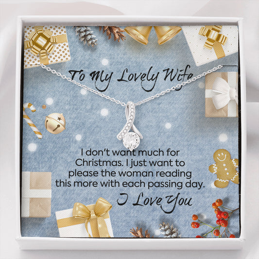 To My Lovely Wife at Christmas Alluring Beauty Ribbon Necklace - Gift for Her