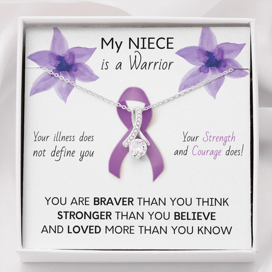 PANCREATIC CANCER Ribbon - My Niece is a Warrior - Pancreatic Cancer Ribbon Necklace Supporting Niece