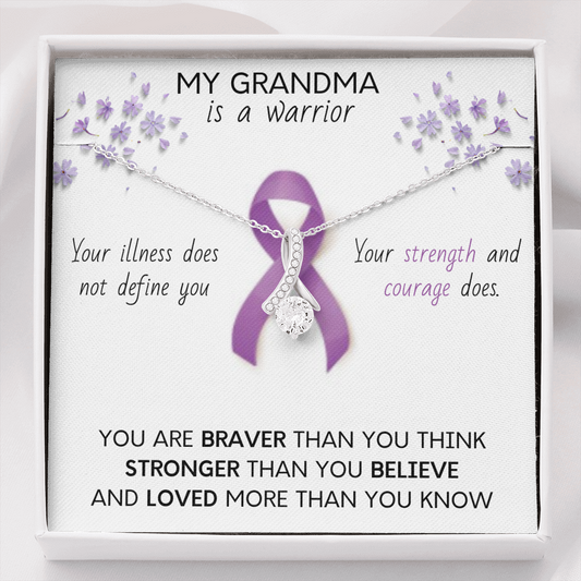 PANCREATIC CANCER Ribbon - My Grandma is a Warrior - Pancreatic Cancer Ribbon Necklace Supporting Grandma