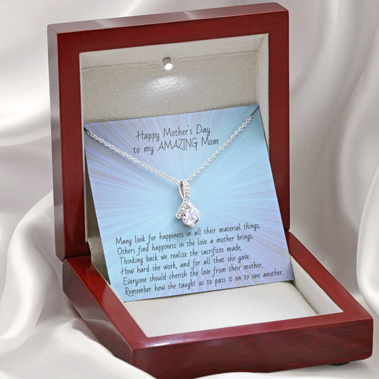 Happy Mother's Day - Amazing Mom Alluring Beauty Ribbon Shaped Pendant