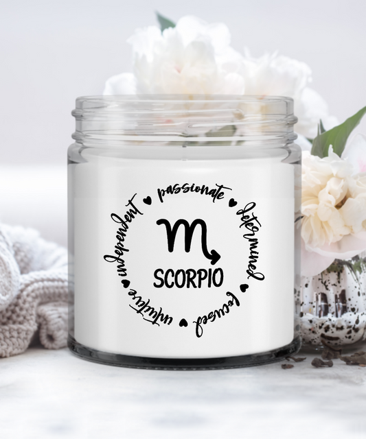 Traits of Scorpio Vanilla Scented Candle - Keepsake Gift