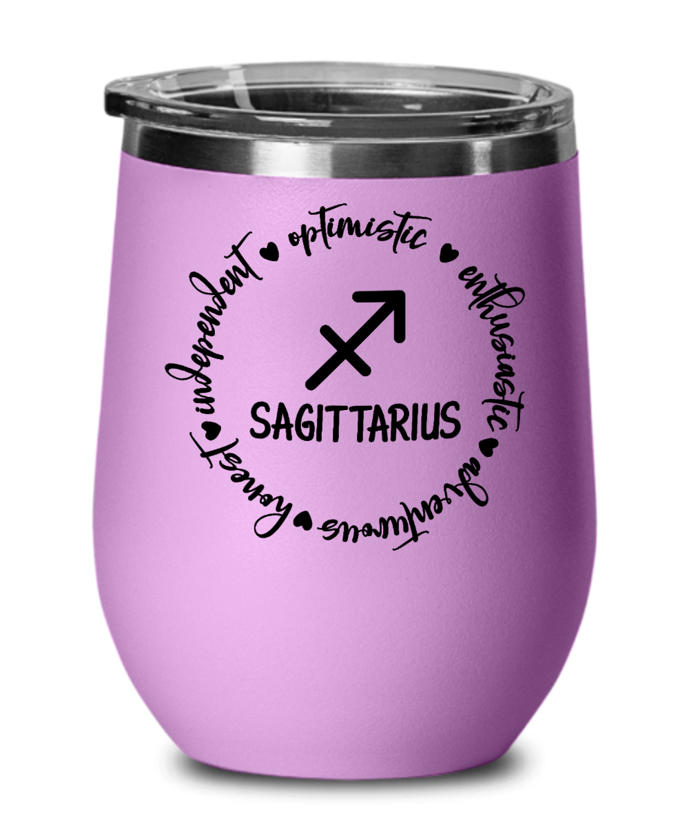 Traits of Sagittarius 12oz Wine Tumbler