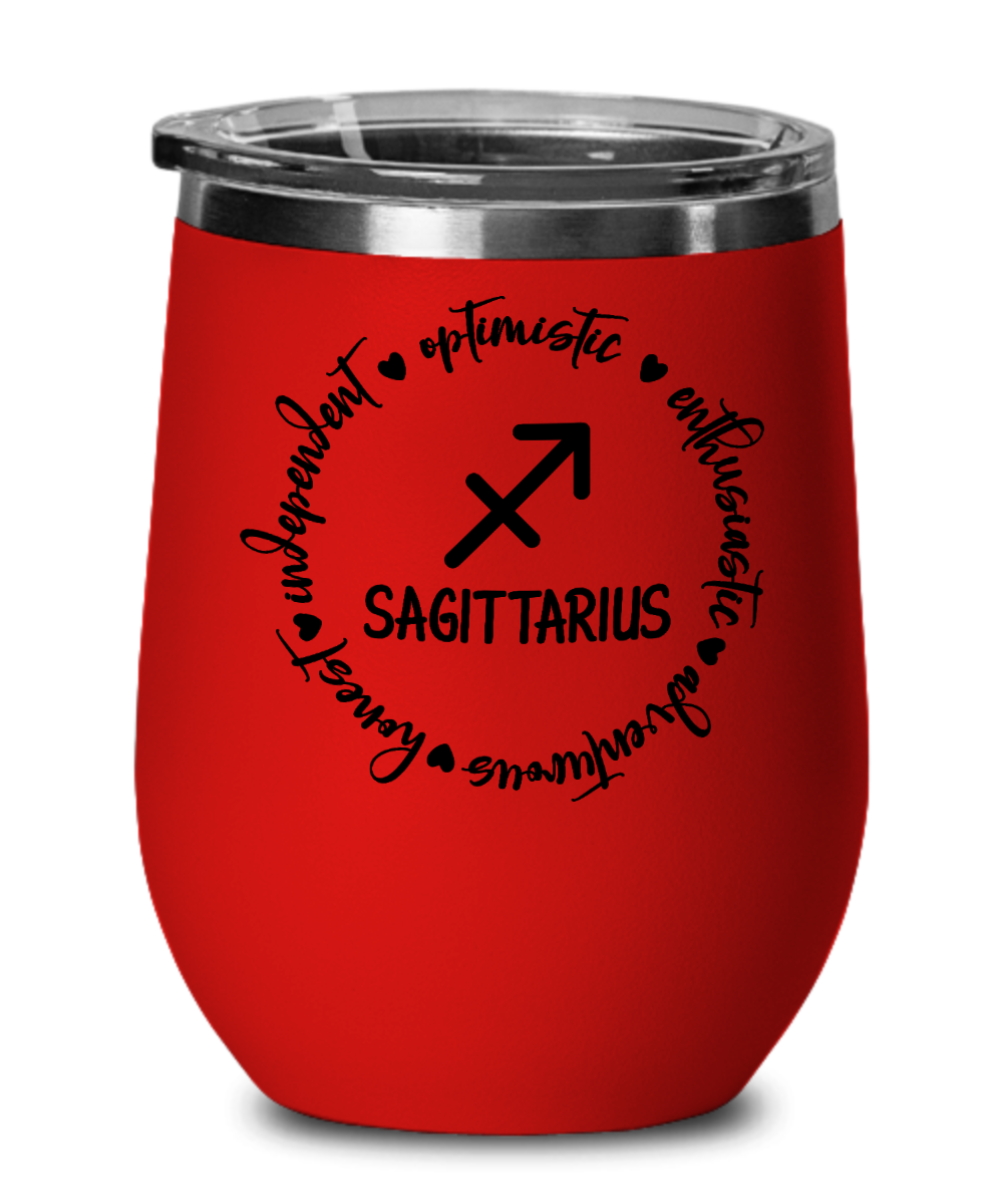 Traits of Sagittarius 12oz Wine Tumbler