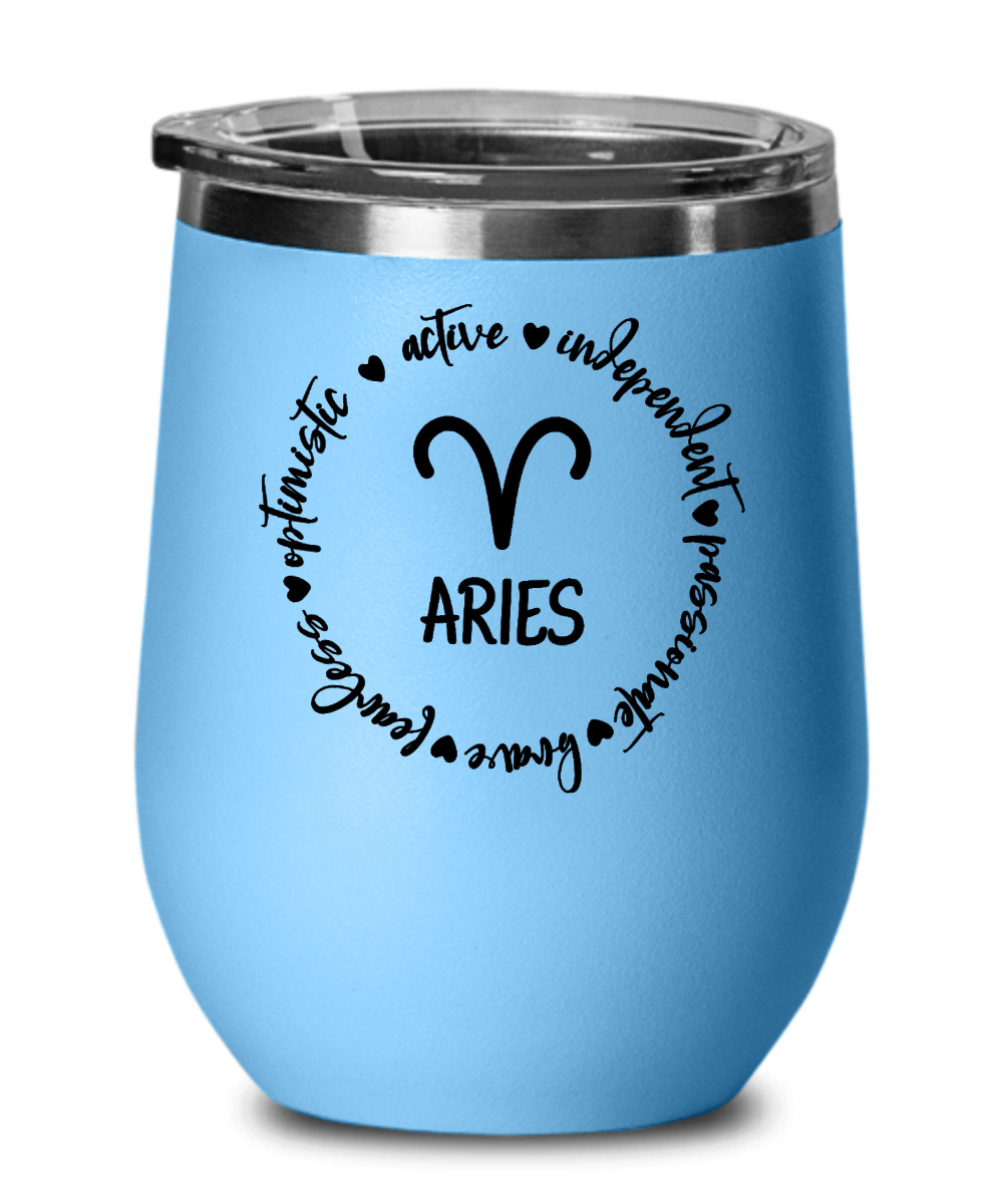 Zodiac Traits of Aries - 12oz Wine Tumbler