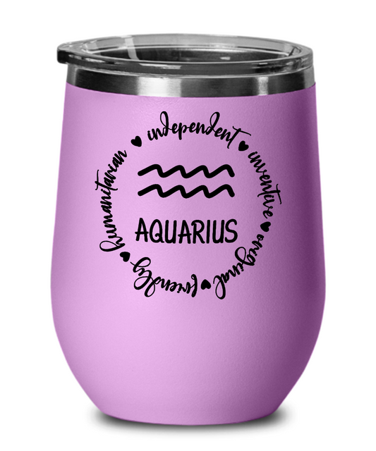 Traits of Aquarius - Aquarius 12oz Wine Tumbler