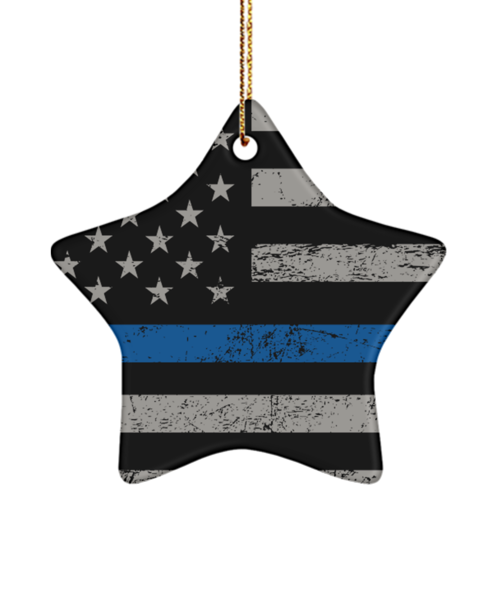 Thin Blue Line Police Officers Ornament