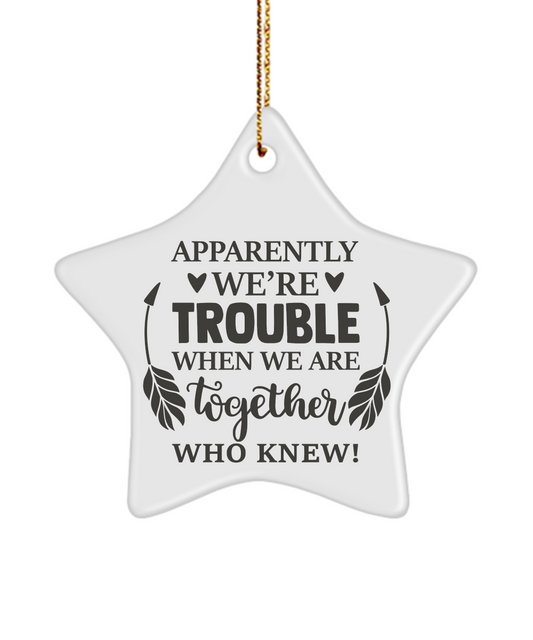 Apparently We're Trouble When We Are Together Who Knew! Holiday Ornament