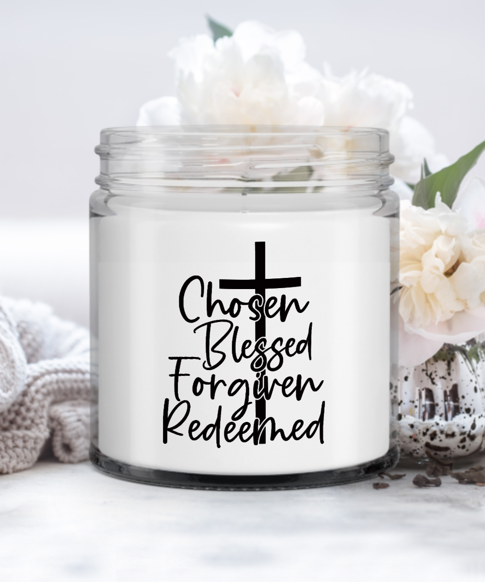 Chosen Blessed Forgiven Redeemed Vanilla Scented Candle