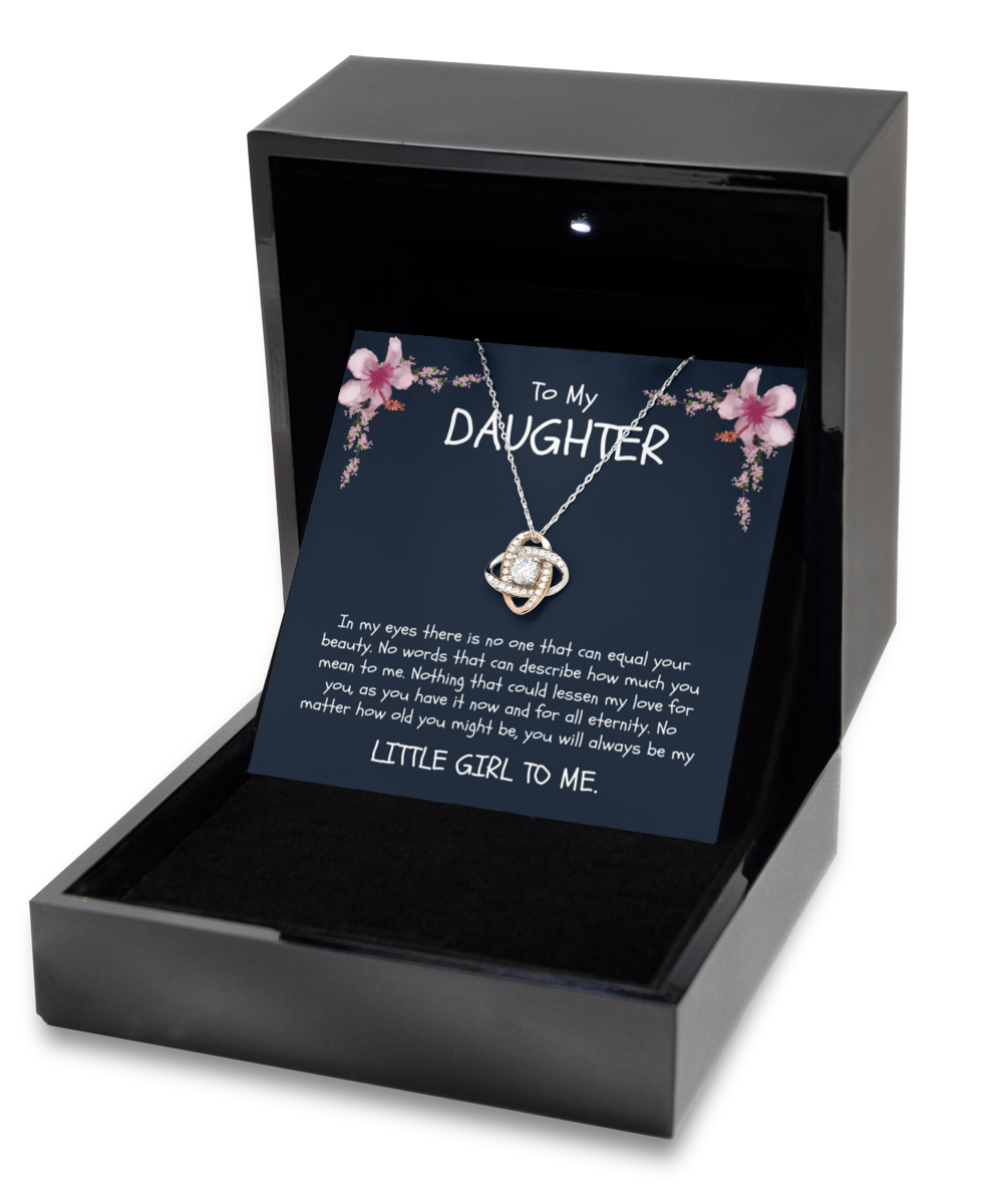 To My Daughter Rose Gold Love Knot Necklace