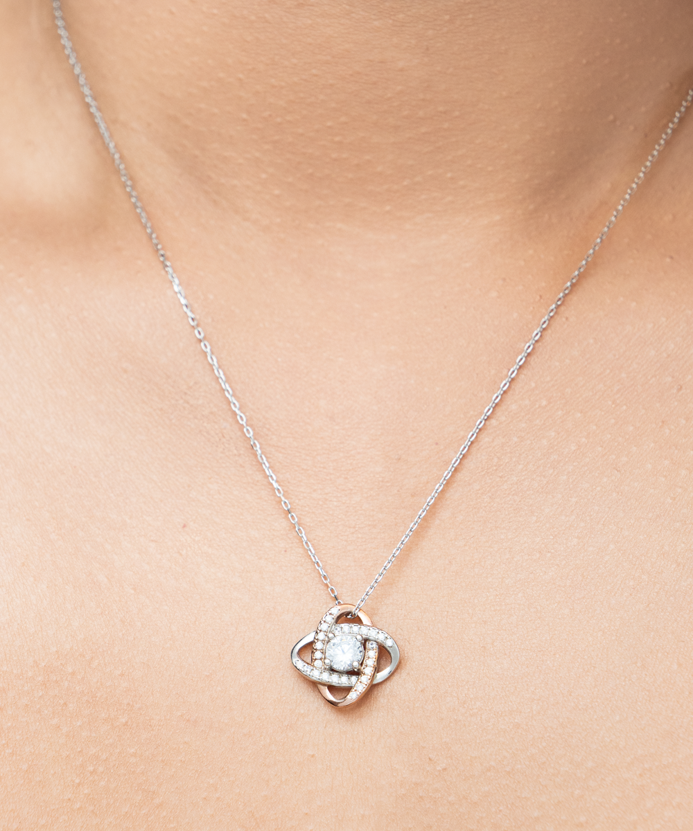 Happy Anniversary Rose Gold Love Knot Pendant for Wife