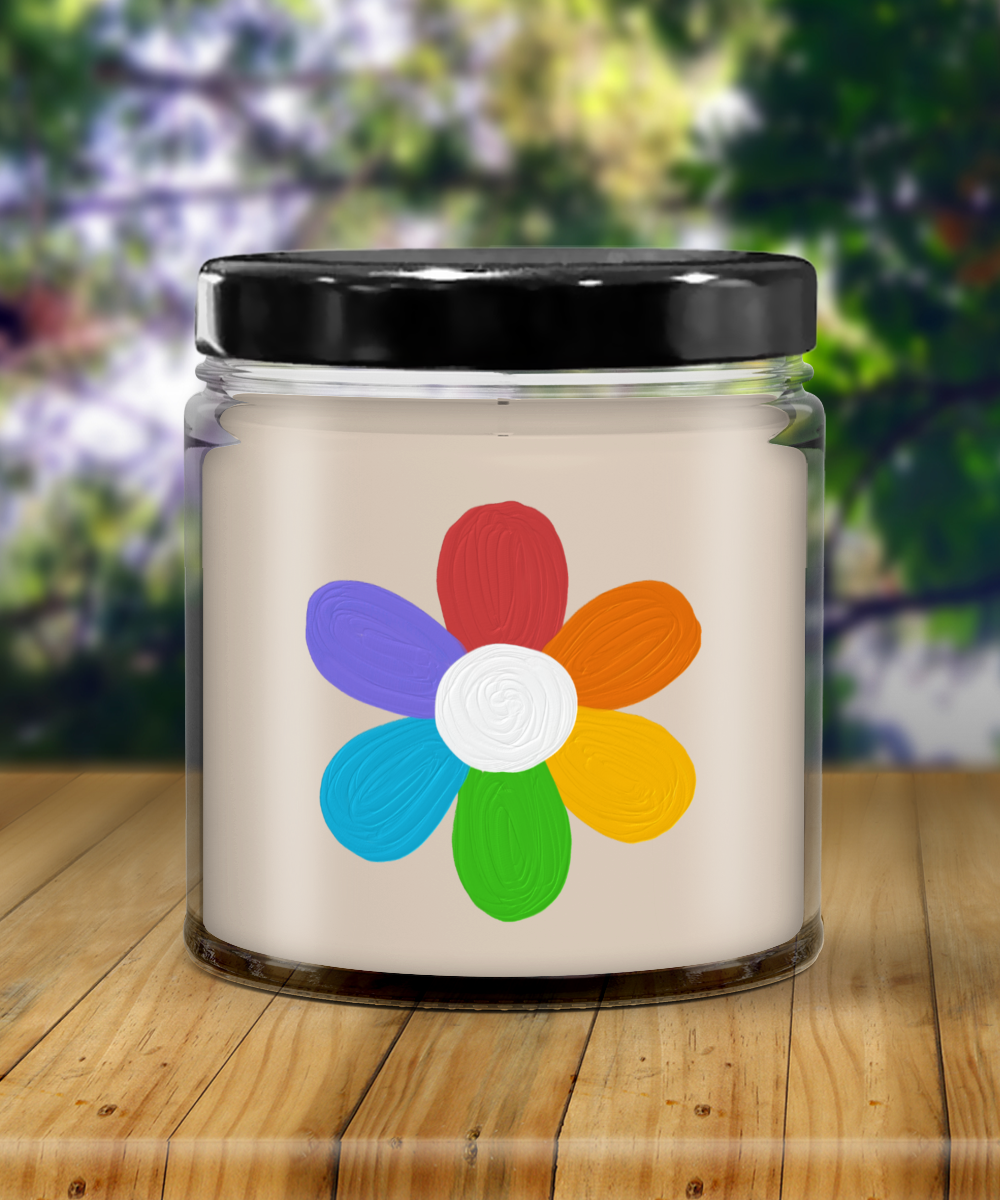 Pride Flower 9oz Vanilla Soy Candle Keepsake Jar with Lid