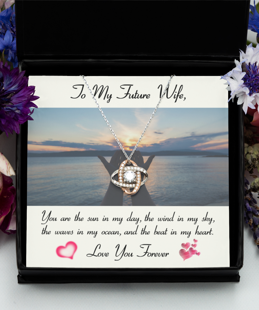 To My Future Wife Rose Gold Love Knot Necklace