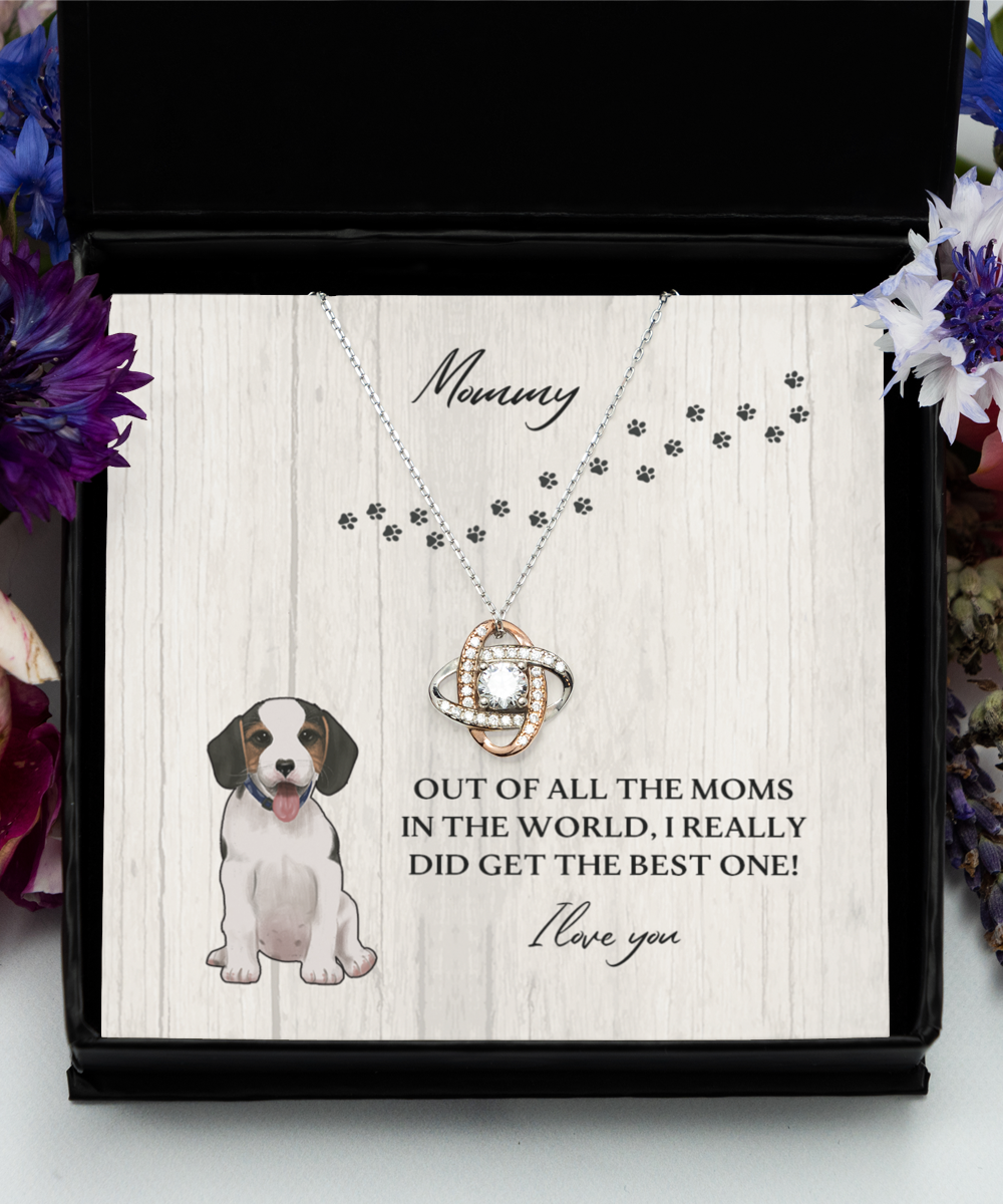 Best Dog Mommy Rose Gold Love Knot Necklace