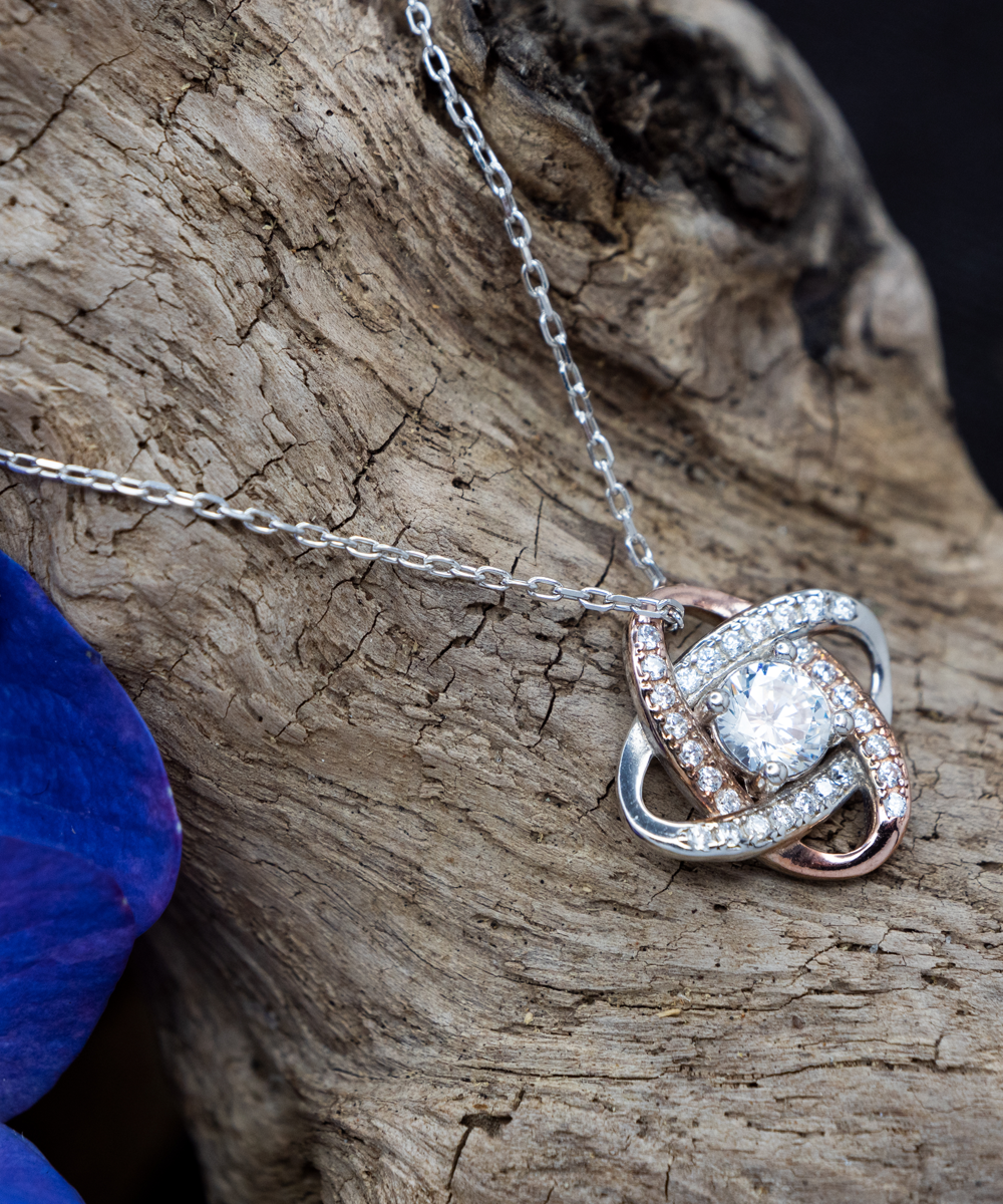 Hiking Partner and Amazing Wife Rose Gold Love Knot Necklace