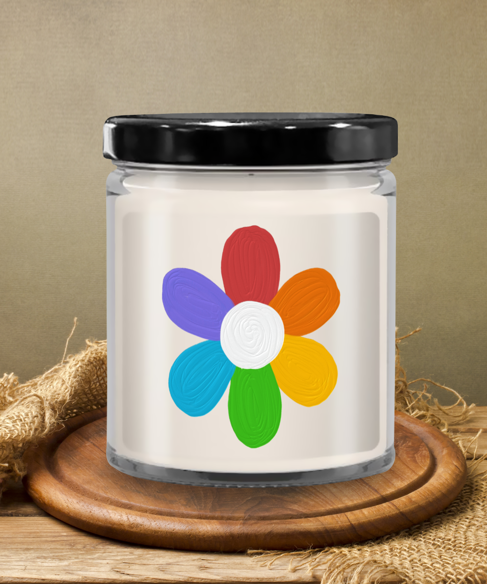 Pride Flower 9oz Vanilla Soy Candle Keepsake Jar with Lid
