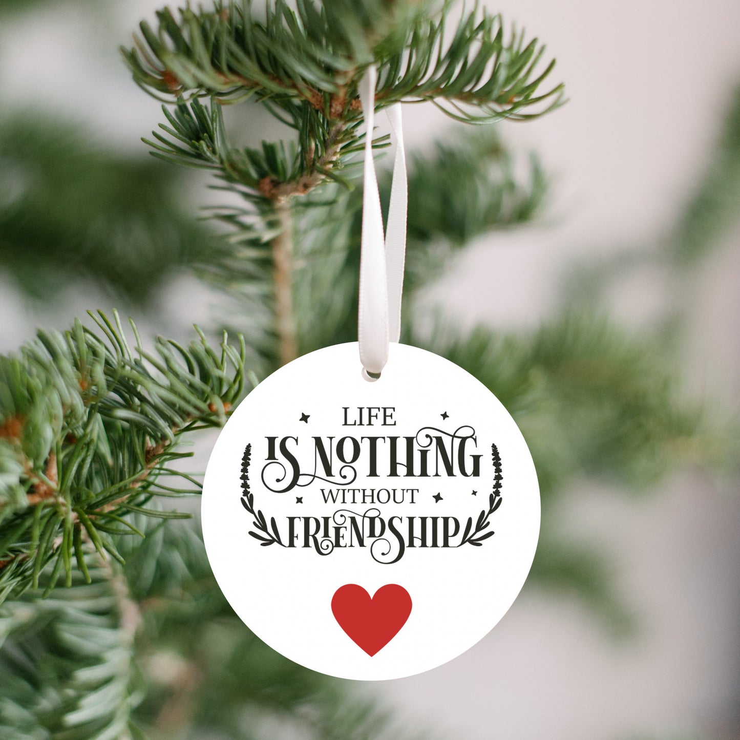 Life Is Nothing Without Friendship Round Holiday Ornament