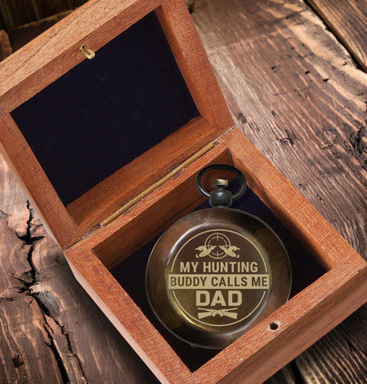 Hunting Dad Engraved Compass With Wooden Box
